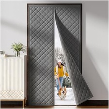 Magnetic Thermal Insulated Door Curtain Fit Door Size 36" x 80", Quilted