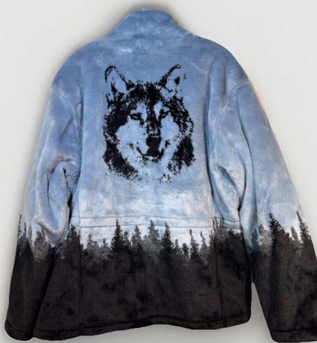 Bradford Exchange "Spirit Of The Wild" Stickerei Wolf Fleece Sherpa Jacke Gr. XL - Bild 15 von 16