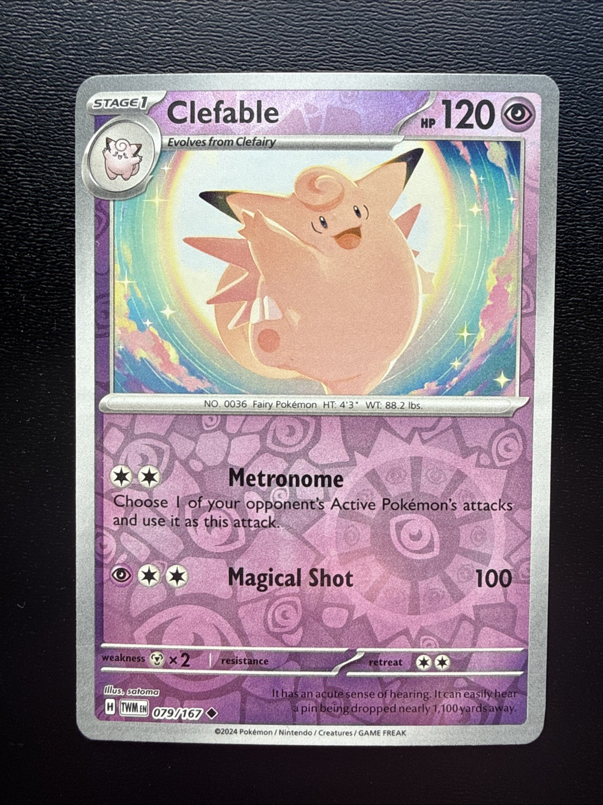 FREE SHIPPING Clefable #79 2024 Scarlet Twilight Masquerade Uncommon Pokemon