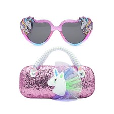 Unicorn Heart Kids Sunglasses Design with Glitter Case - Ideas Gifts For Girls