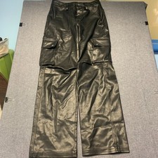 Fashion Nova Women's Cargo Pants Size S Black Faux Leather Utility Pockets