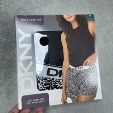 DKNY Women's XL Tank & Short Set Black Rayon Blend d1317
