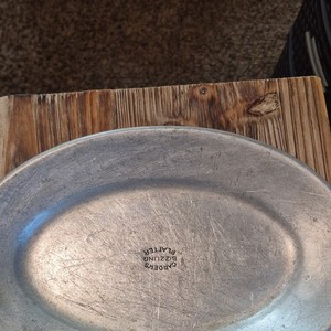Wagner Ware Sidney O 334 4L Oval Sizzling Steak Platter w/ Wood Base