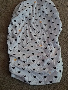 Disney Baby Mickey Mouse Fitted Bassinet Sheet  White Blue Yellow Print