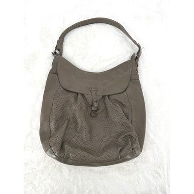 Leather Hobo Bag Womens Large Perforated Buckle Shoulder Bag