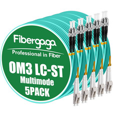 5-Pack OM3 LC to ST Multi-Mode Fiber Patch Cable 10M 10G/40G LSZH