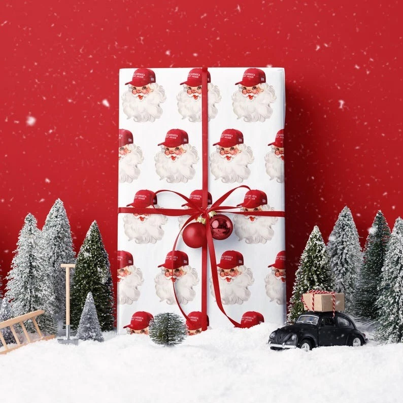 Vintage Santa Christmas Wrapping Paper, Funny Holiday Gift Wrap Roll - Image 2 of 4