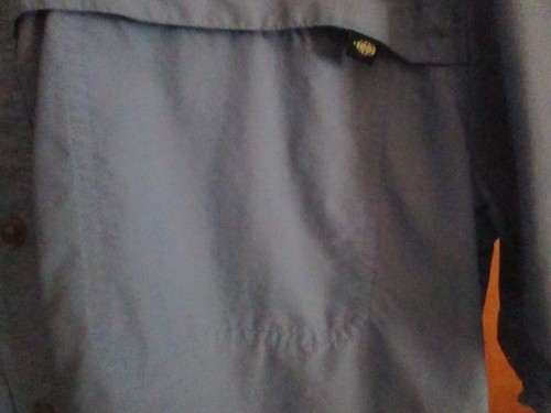 EXOFFICIO BLUE MEN'S SIZE LARGE SHORT SLEEVE BUTTON DOWN SHIRT WITH ONE POCKET - Picture 5 of 9