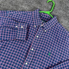 Ralph Lauren Classic Fit Shirt Mens Large Blue Plaid Long Sleeve Button Down