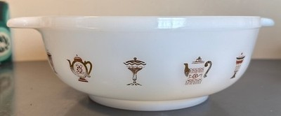 Rare Vintage 2QT Mid Century Gold Design Glasbake Casserole Dish No  Lid