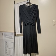 Polo Ralph Lauren Drape Stretch Dress Size L Dark Navy Blue Long Sleeves