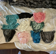 UNISEX Multicolor Satin String Bikini Panties 10Pack
