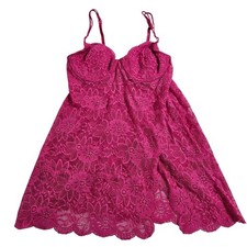 Victoria's Secret Vintage Y2K Coquette Pink Lace Babydoll Slip Dress 36C Large