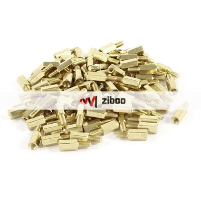 100Pcs M3 Male to Female Threaded 9mm + 6mm PCB Spacer Stand-off 15mm Gold Tone 