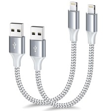 MFi Certified 1ft Short Lightning Cable 2-Pack Nylon Braided Fast Charging Cord