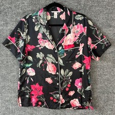 Dark Romantic Coquette Victoria's Secret Floral Satin Pajama Top Small Sleepwear