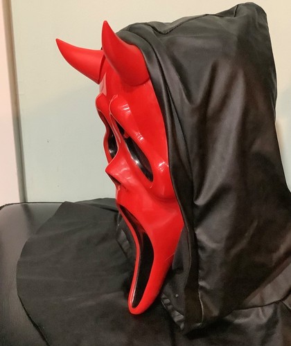 SCREAM GHOST FACE DEATH BY DAYLIGHT Spirit Costume Halloween Red Devil Horn Mask - Picture 6 of 11