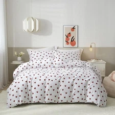 Mucalis Red Heart Duvet Cover King 100% Cotton Cute Love King, 