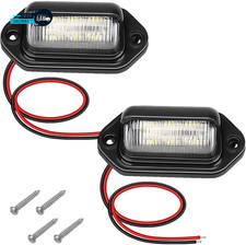 2 PCS White LED License Plate Light 6-SMD Waterproof Tag Lights 12V-24V DC