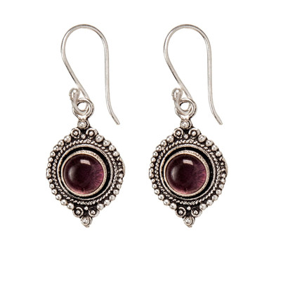 81. Generation Indianer Ohrringe Silber Messing Rund Amethyst Seil Punkte Arbeit Tropfen