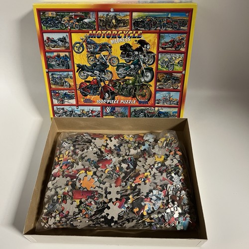 Motorcycle Madness White Mountain 1000 Piece Puzzle HTF Uncommon 2008 - Picture 3 of 4