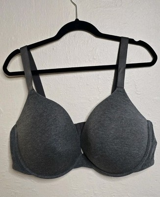 Secret Treasures Bra Sz 46DDD Gray Underwire Padded Plunge Lifting 