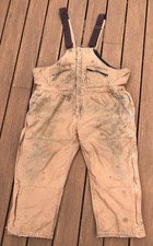 Vintage Key Duck Zip-to-Waist Bib Overalls Quilted Insulated 2XL SHORT Trashed