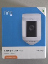 Ring Spotlight Cam Plus Battery Powered Outdoor Camera Lights and Siren White