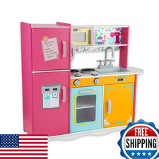 Woodenedu Kitchen Playset For Kids Ages 3-8 Wooden Pretend Play Kitchen