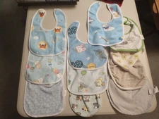 lot of 11 baby bibs some Neat Solutions cats rabbits bears ballons beach rainbow