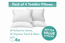 4 Toddler Pillows 13x18 Kinder Fluff   Soft Cotton Kids Bed Daycare Nap Pack