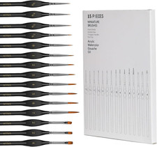 Miniature Paint Brushes, 15PCS Model Brushes Detail Paint Brush Set, Fine Detail