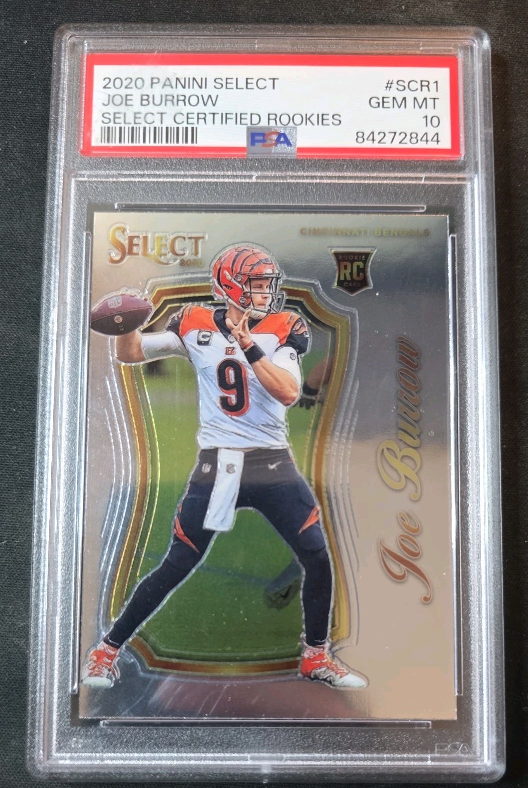 Joe Burrow 2020 Panini Select #scr1 Select Certified Rookie Prizm PSA 10