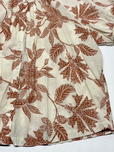Fall Floral Puff Sleeve Relaxed Button Blouse Size XL Boho Cottagecore Peasant - Picture 8 of 21