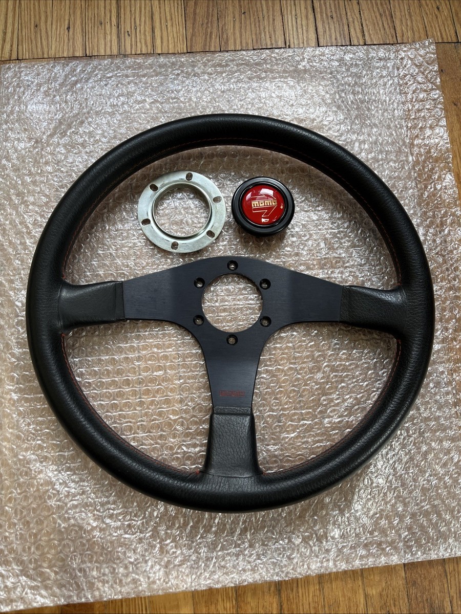 Rare Momo Modena 350mm Steering Wheel Red Stitch D35 KBA70116