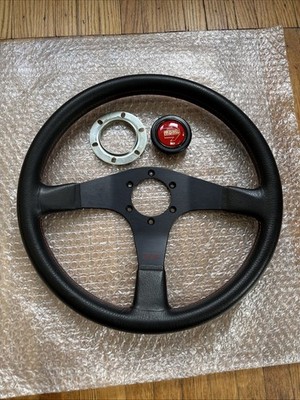 Rare Momo Modena 350mm Steering Wheel Red Stitch D35 KBA70116