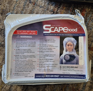 O2 SCAPEhood Full Face Respirator Hood Universal Size MPN F1G-488 Exp May 2009