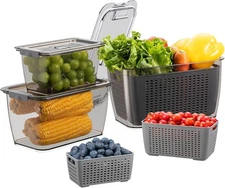 Fresh fruit and vegetable storage container, set of 3