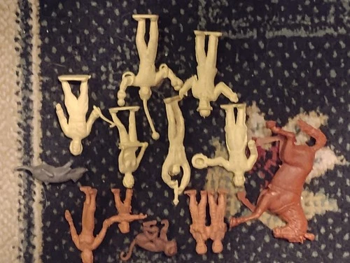 MARX Super Circus Sideshow 11 Toy Figures Mixed Lot 1950s Plastic Animal Stands