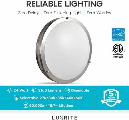 Luxrite 18 Inch LED Flush Mount Ceiling Light CCT 27K / 30K / 35K / 40K / 50K - Picture 7 of 7