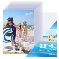 100 Pcs Clear Photo Sleeves, Top Loading Acid-Free Plastic Sheet Protectors f...