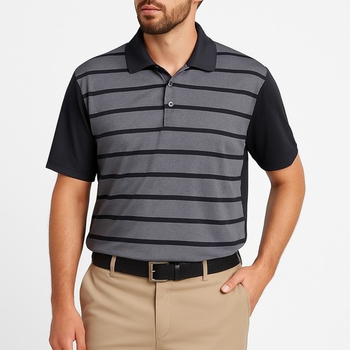 PGA Tour grau schwarz gestreift Performance Poloshirt XL Airflux Golf Activewear - Bild 1 von 10