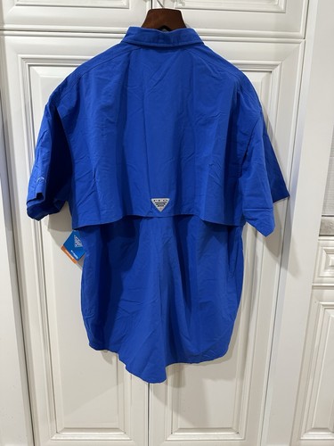 Columbia Men's Short Sleeve Omni Shade PFG fishing Shirt Blue XL - Picture 4 of 13