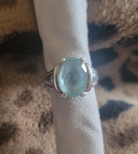Sterling Silver Aquamarine Gemstone Solitaire Ring, Size 7 March Stone 
