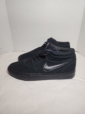 Nike SB Charge All Black Canvas Mid Skater Sk8 Shoes Men 8.5