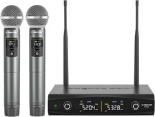 Wireless Microphone System, Metal Wireless Mic Set, Handheld Cordless Dynamic Mi