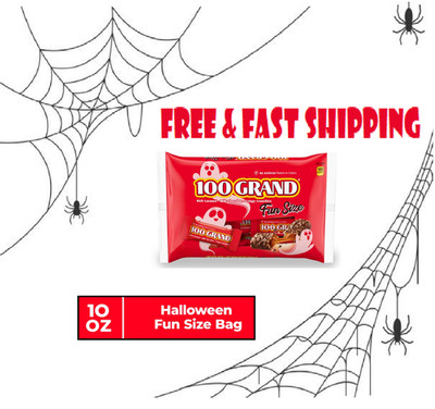 100 Grand Fun Size Halloween Chocolate Candy Bars, Halloween Candy Bulk, 10 oz.