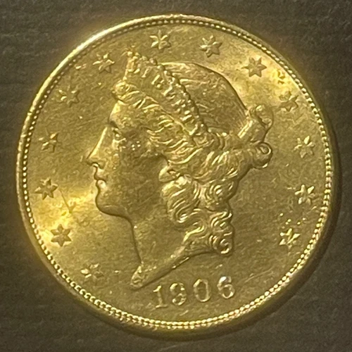 1906-S $20 GOLD LIBERTY DOUBLE EAGLE Classic Coin Brilliant Uncirculated : 10506