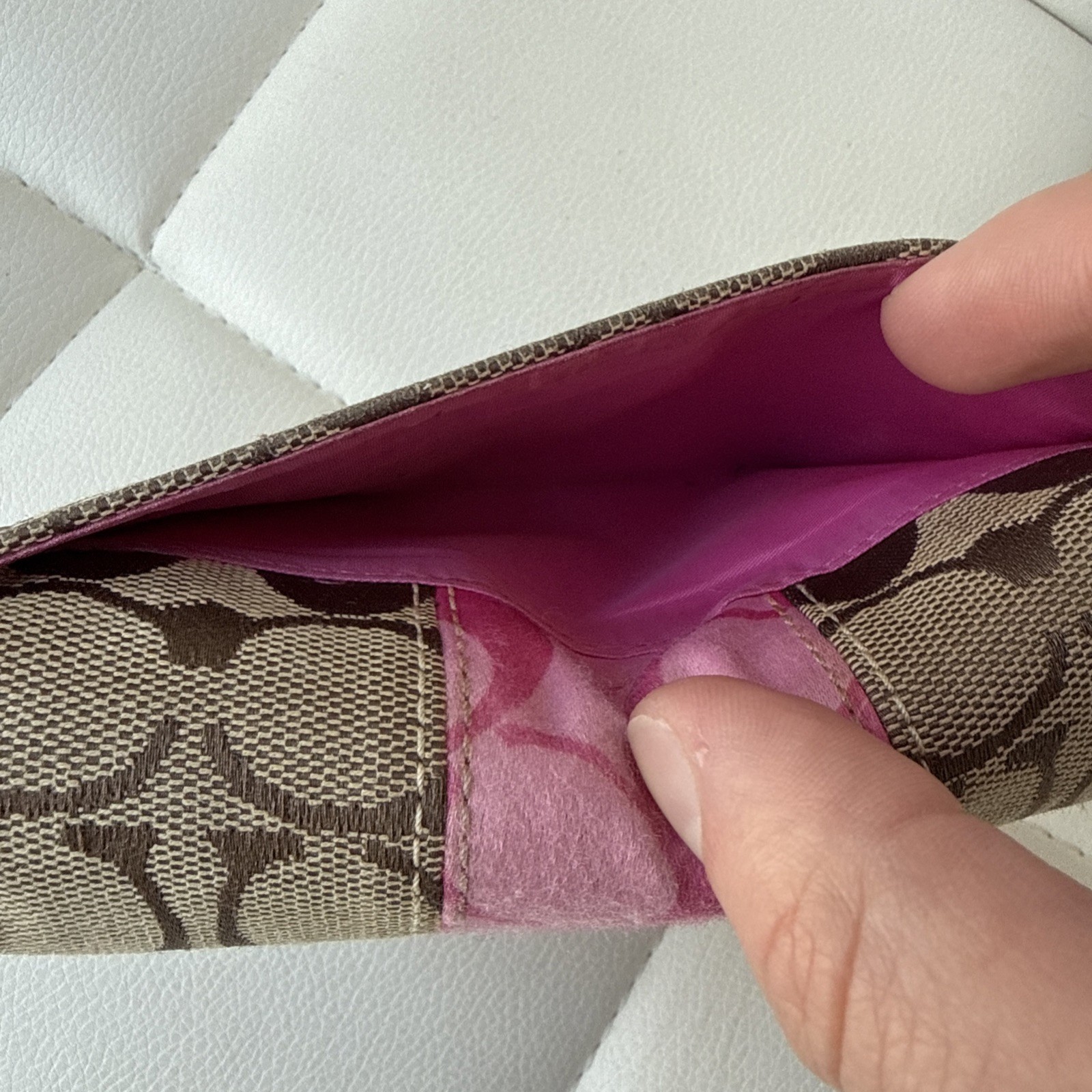 Coach Signature C Pink Stripe Purse Clutch Chain Link Limited Edition Y2K RARE thumbnail 8