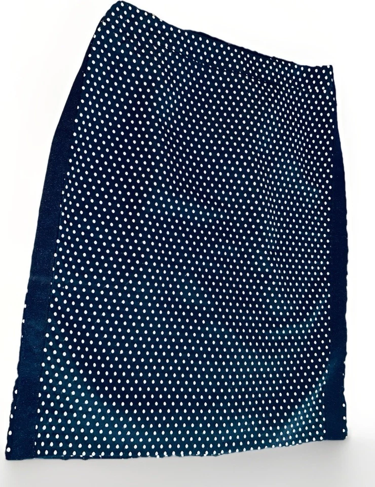 J CREW No. 2 Falda Lápiz Talla 00 Azul Marino Blanco Lunares Bordada Forrada Usada en Excelente Condición Foto 2 de 4